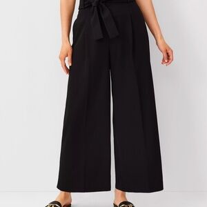 Ann Taylor Tie-Waist Black Wide-Leg Pants